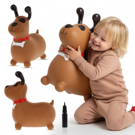 Skoczek gumowy dla dzieci REKSIO 60 cm brązowy do skakania z pompką