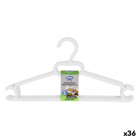 Set of Clothes Hangers Dem White Plastic 0,5 x 37 x 18,5 cm 5 Pieces (36 Units)