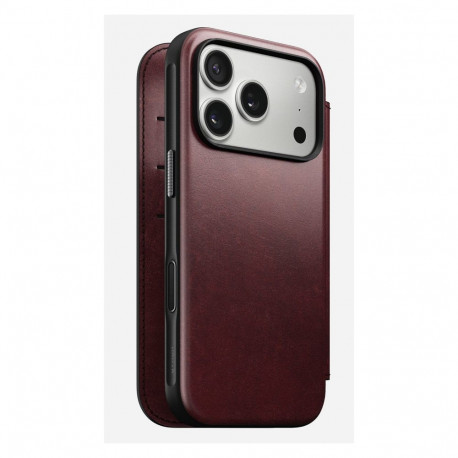 "Nomad Modern Leather Folio iPhone 17 Pro Burgundy Horween"