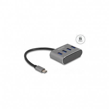 4-pordiline USB-jaotur 5Gbps USB Type-C™ ühendusega – USB Type-A pesad ülaosas