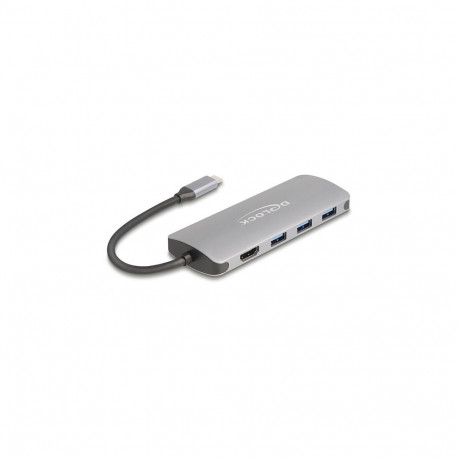 Delock 7-pordiline USB 10 Gbps jaotur ja 4K HDMI väljund USB Type-C liidese ja PD 3.0 90 Wattiga