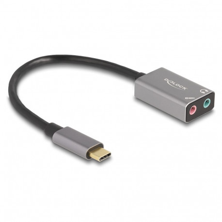 "DELOCK Externe USB Soundkarte mit Type-C Stecker auf 2 x 3.5mm Klinkenbuchse Plug & Play Audio Adap
