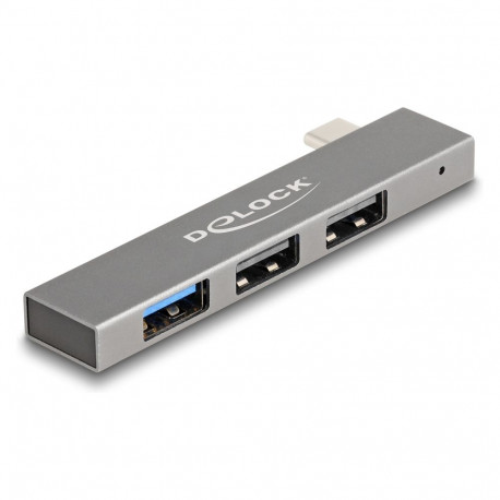"DELOCK 3 Port Slim USB Hub mit USB Type-C zu 1 x USB 10 Gbps USB Typ-A + 2 x USB 2.0 Typ-A"