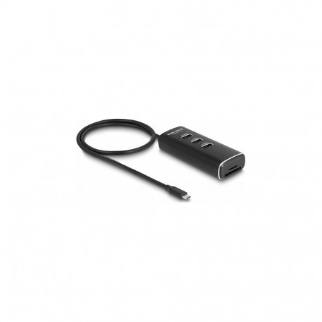 "DELOCK 3 Port USB 10 Gbps Hub inklusive SD und Micro SD Card Reader mit USB Type-C Anschluss 60cm K