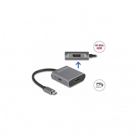 Delock USB Type-C jagur DP Alt Mode 1 x HDMI + 1 x DisplayPort MST koos USB Type-C PD-ga