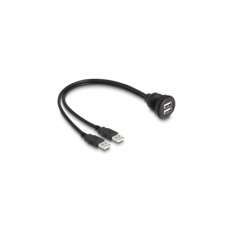 "USB 2.0 Kabel 2 x USB Typ-A Stecker zu 2 x USB Typ-A Buchse zum Einbau 1 m schwarz"