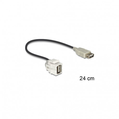 "DELOCK Keystone Modul USB 2.0 A Buchse 250 > USB 2.0 A Buchse mit Kabel weiss"