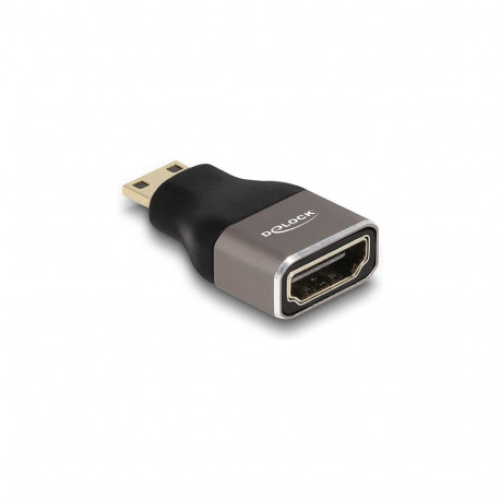 "DELOCK HDMI Adapter Mini-C Stecker zu A Buchse 8K 60 Hz grau Metall"