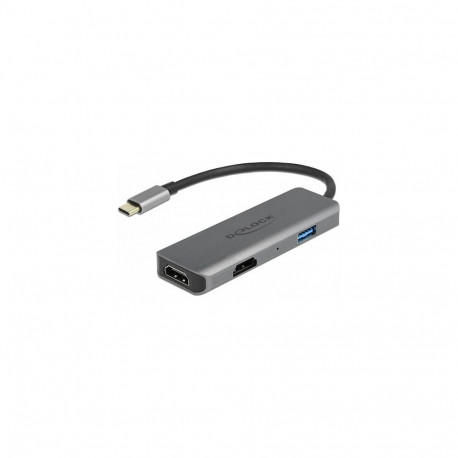 Delock USB Type-C kahe HDMI-ga adapter 4K 60Hz ja USB-pordiga