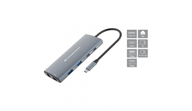 "CONCEPTRONIC 10-1 Dock USB-C->HDMI/2xUSB-C/3xUSB-A/+ 20cm gr"