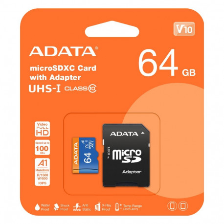 "CARD MicroSD 64GB Adata sdxc (UHS-I Class 10) m. A. retail"