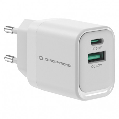 "CONCEPTRONIC Ladegerät 2Port GaN USB-C/-A 33WPD3.0/PPS ws"