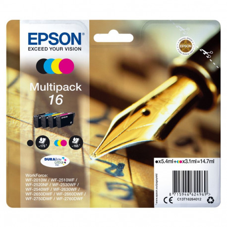 Epson 16 C13T16264012 tindi 4-pakk (BKMCY) kuni 165 lehekülge