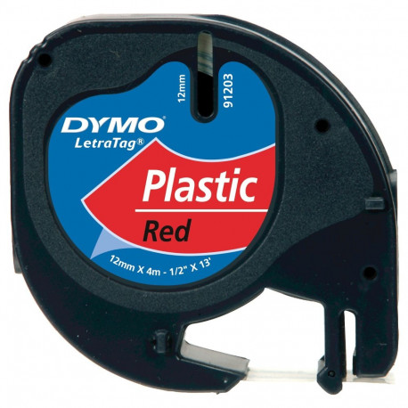 Dymo LabelWriter LetraTag plastist etiketid, 12 mm x 4 m, must punasel (S0721630)