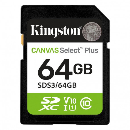 Kingston 64GB SDXC Canvas Select Plus Gen3 mälukaart 100MB/s C10 UHS-I U1 V10