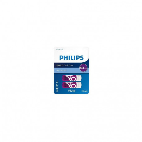 Philips USB 2.0 mälupulk 2 tk 64GB Vivid Edition maagiline lilla