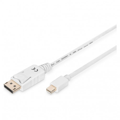 DIGITUS DisplayPort-kaabel miniDP -> DPort St/St 3m 1.1a valge kilekott