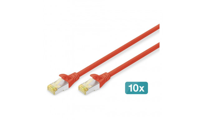DIGITUS CAT 6A S/FTP punane patch-kaabel, 10 tükki, 1m