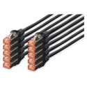 "DIGITUS CAT 6 S/FTP Patchkabel, 10 Stück, 0,5m, schwarz"