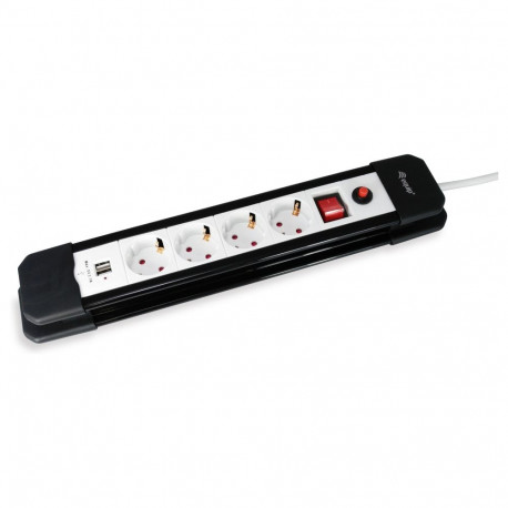 "Equip Steckdosenleiste 4-fach Schuko 1.5m mit 2xUSB+Schalter"