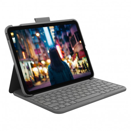 Logitech Slim Folio Bluetooth klaviatuur ja kaitseümbris iPad 10. põlvkond hall QWERTZ DE