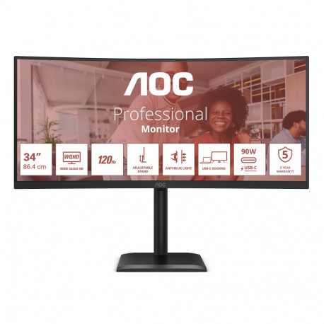LCD Monitor|AOC|34 "|3440 x 1440 pixels|UltraWide Quad HD|Native aspect ratio 21:9|LCD|Curved|CU34E4