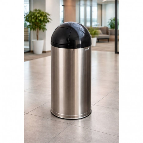 Prügikast JR 50L, isesulguva Push-klapiga Must kaaneosa, tsingitud sisekastiga; maapealne/ matt roos