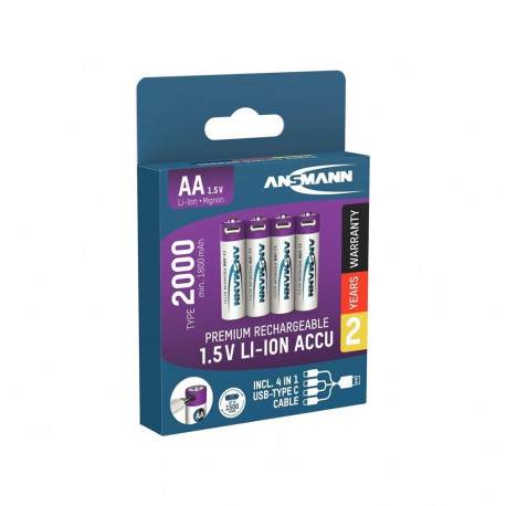 ACCU AA 1.5V 2000MAHUSB-C.MAX2A 4PCS