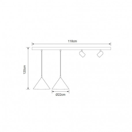 PENDANT LIGHT TRIANGLE 2XE27+2XGU10 BL