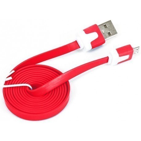 Omega kabelis microUSB 1m plakans, sarkans (41860)