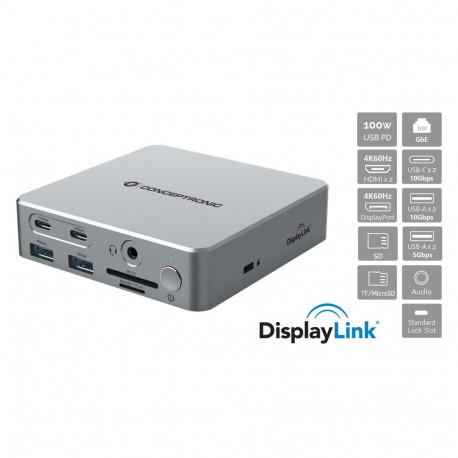 "CONCEPTRONIC 15-1 Dock USB-C->2xHDMI/2xUSB-C/4xUSB-A/+80W si"