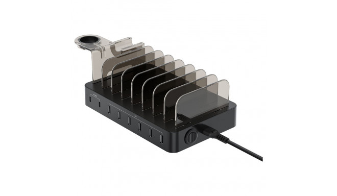 Conceptronic 8Port 6xUSB-A/2xC must laadija 75W PD3.0