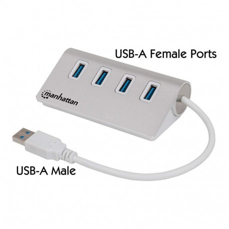Manhattan 4-pordiline 4xUSB 3.0 alumiiniumist jaotur
