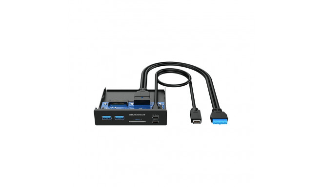 Graugear USB-jaotur ja kaardilugeja multifunktsionaalne esipaneel, Type-C USB retail