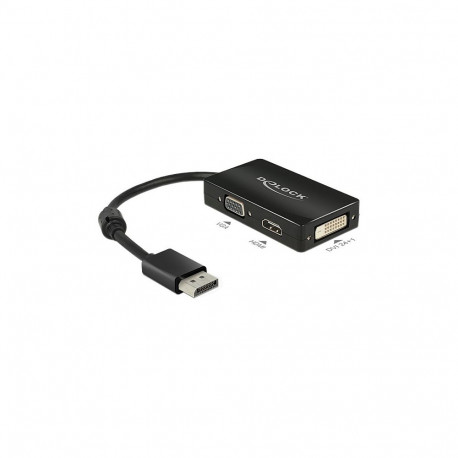 "Adapter DisplayPort 1.2 Stecker zu VGA / HDMI / DVI Buchse Passiv schwarz"