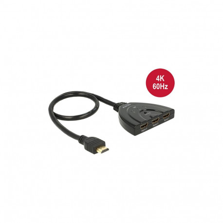 Delock HDMI UHD lüliti 3 x HDMI in > 1 x HDMI out 4K integreeritud kaabliga 50 cm