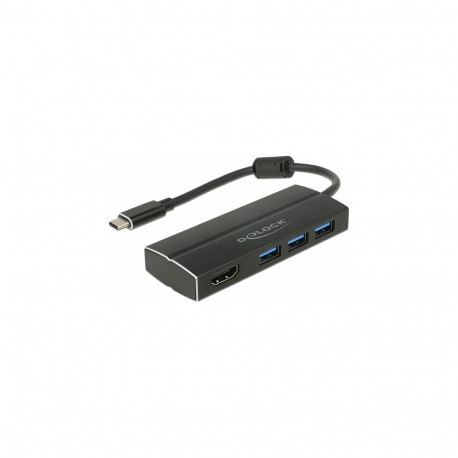 "DELOCK USB 3.1 Gen 1 Adapter USB Type-C zu 3 x USB 3.0 Typ-A Hub + 1 x HDMI DP Alt Mode 4K 30 Hz"