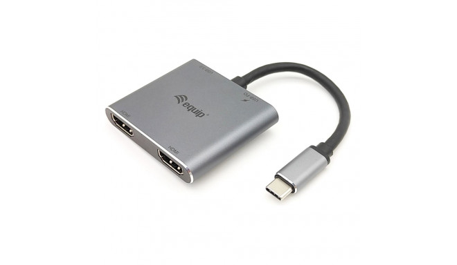 Equip dokijaam USB-C->2xHDMI USB 3.0 100WPD 15cm, hõbe