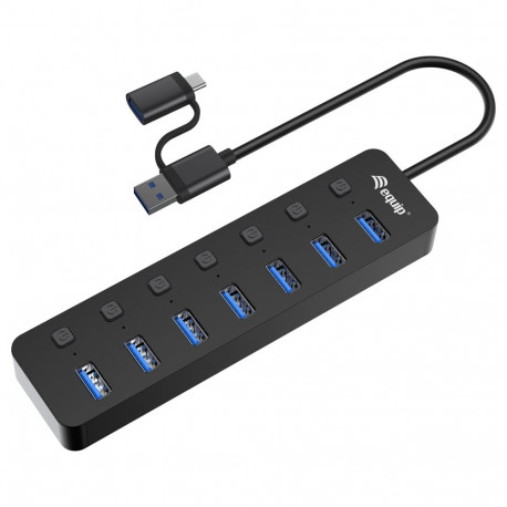 "Equip USB-Hub 7-Port 3.2 ->7x3.2 5Gbps m.Netzteil sw"
