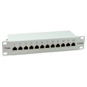 "Equip Patchpanel 12x RJ45 Cat6A 10"" FTP 1HE Premium hellgrau"