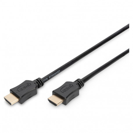 Digitus HDMI-kaabel A->A Ethernet St/St 2.0m must kuldne kilepakend
