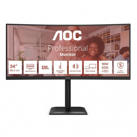 AOC LCD Monitor||34 "|3440 x 1440 pixels|UltraWide Quad HD|Native aspect ratio 21:9|LCD|Curved|CU34E