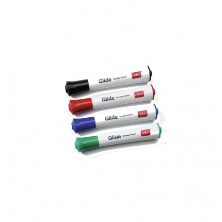 Nobo Glide Whiteboard Pens Bullet Tip 4 Pack