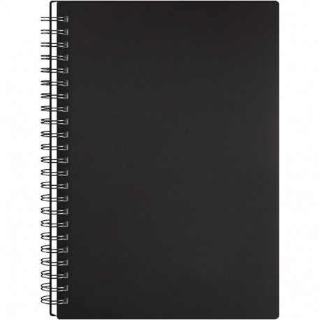 Office notebook in spiral binding A4 SMLT lines 60 sheets plastic cover black