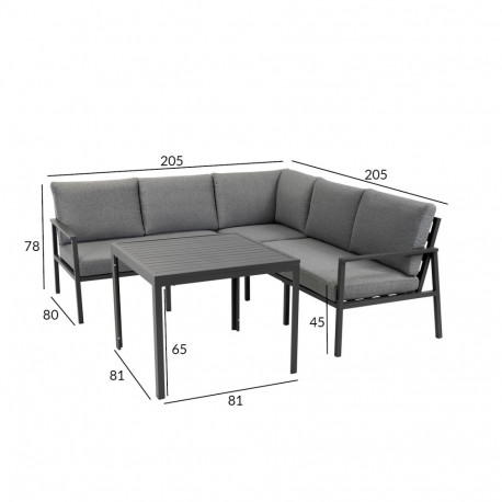 Garden furniture set ADRIAN table, corner sofa