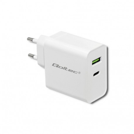USB Charger - Qoltec 51718 45w 5-20v 2.4-3a USB-C Pd USB White