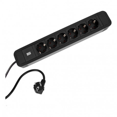 "BACHMANN PRIMO2 Steckdosenleiste 6x Schutzkontakt Aluminium schwarz 2m"