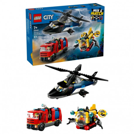 LEGO 60462 City kombineeritud komplekt helikopteri, tuletõrjeauto ja allveelaevaga