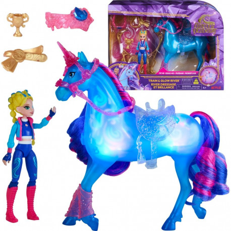 Unicorn Academy - Train and Glow River mit Isabel Set (mit Leuchtfunktion und Trainingszubehör)