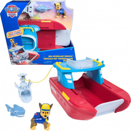 Paw Patrol - Sea Patroller Rettungsboot (mit Chase-Figur und Hai)